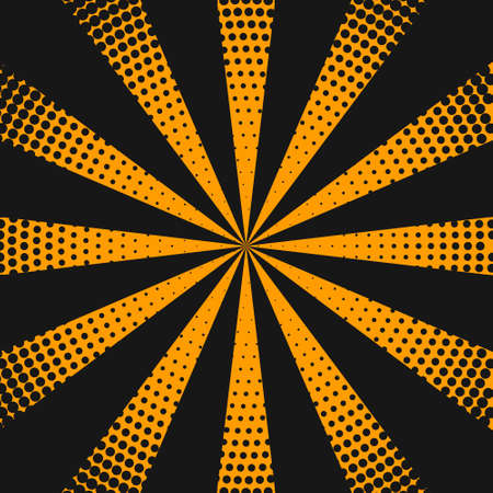 halftone background with orange raysのイラスト素材