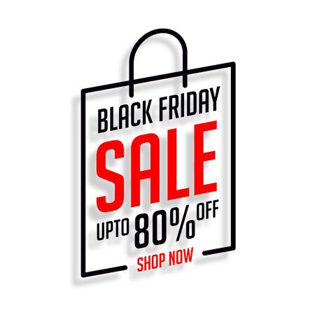 black friday shopping sale banner in line styleのイラスト素材
