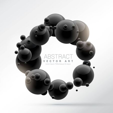 black molecules frame background in 3dのイラスト素材