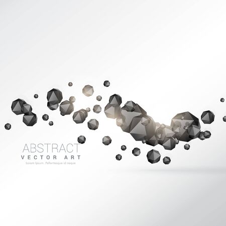 floating 3d polyheron shapes in white backgroundのイラスト素材