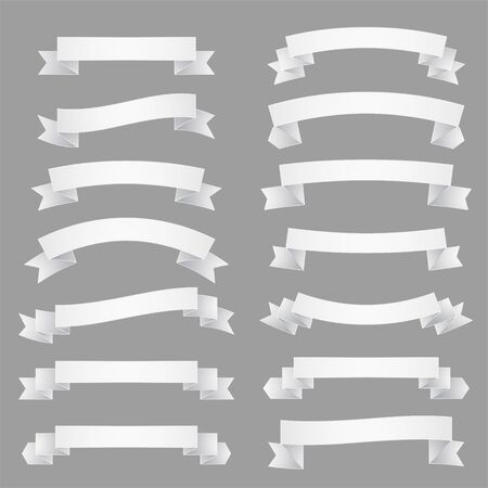 big set of white ribbonsのイラスト素材