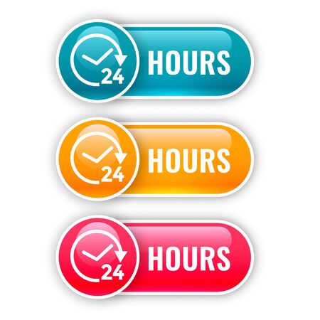 set of shiny buttons for 24 hours timeのイラスト素材