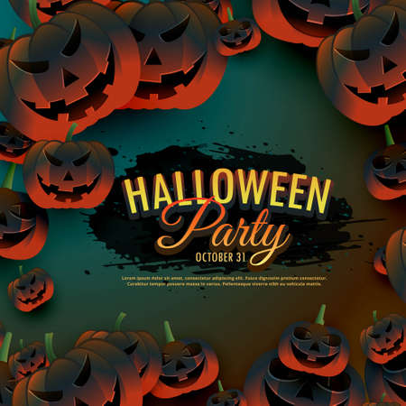 halloween party background with scary pumpkins borderのイラスト素材