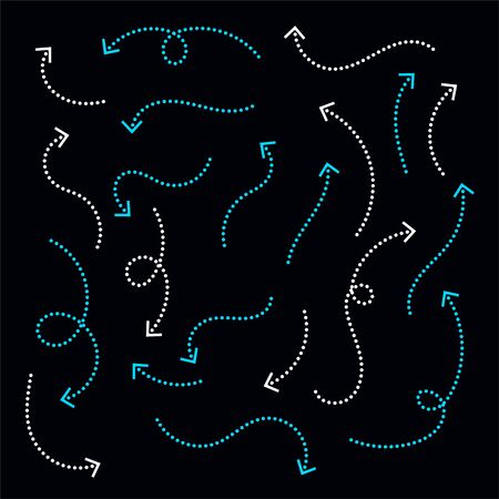 hand drawn doodle style dots arrow collectionのイラスト素材