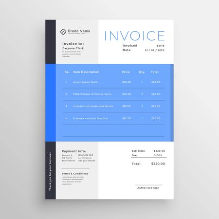 modern blue invoice template designのイラスト素材