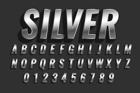 shiny silver 3d style text effect designのイラスト素材