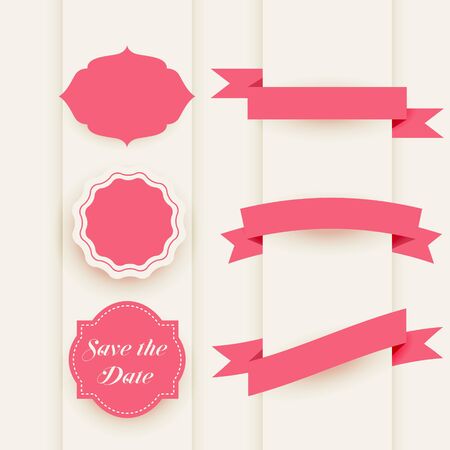decorative elements collection with labels and ribbonsのイラスト素材