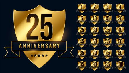 premium golden anniversary logotype emblem big setのイラスト素材