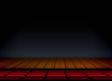 theater or stage template for show premier with seat and wooden floorのイラスト素材