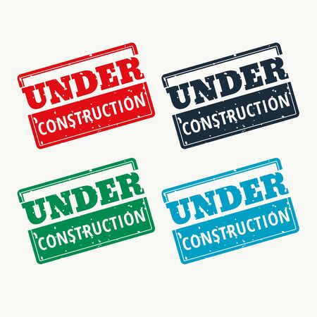 under construction sign vector in four colorsのイラスト素材