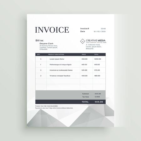 vector quotation invoice template designのイラスト素材
