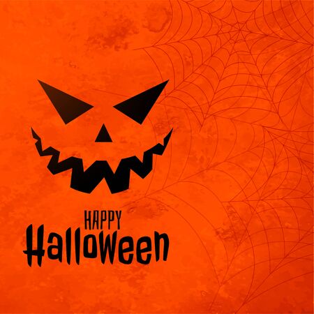happy halloween orange background with laughing ghost faceのイラスト素材