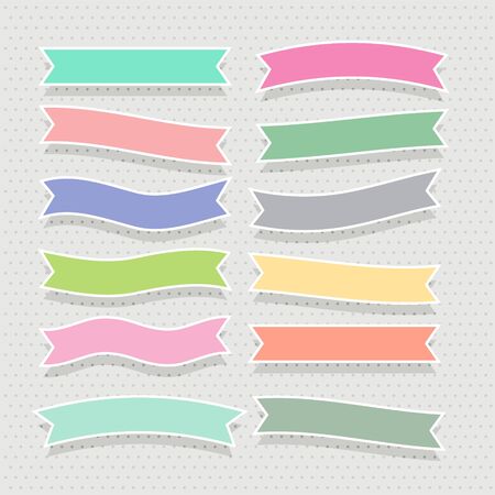 cute soft colorful ribbons setのイラスト素材