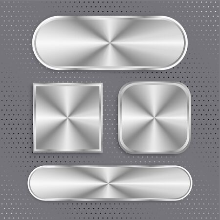 set of metallic buttons with brushed surfaceのイラスト素材