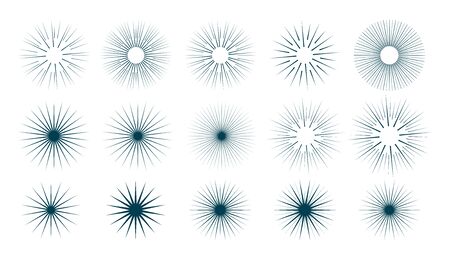 vintage sunburst rays and beams big collectionのイラスト素材