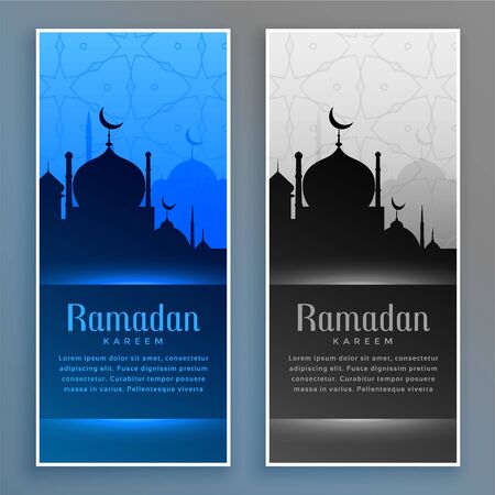 beautiful ramadan banners set with mosqueのイラスト素材