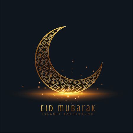 beautiful eid mubarak golden decorative moon greetingのイラスト素材