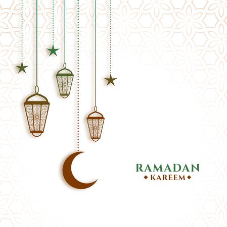 hanging lanterns and moon ramadan kareem backgroundのイラスト素材