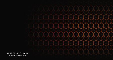 black background with orange hexagonal patternのイラスト素材