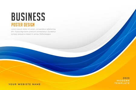 abstract bright blue and yellow wave business bannerのイラスト素材
