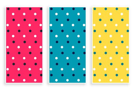 polka pattern banners set in three colorsのイラスト素材