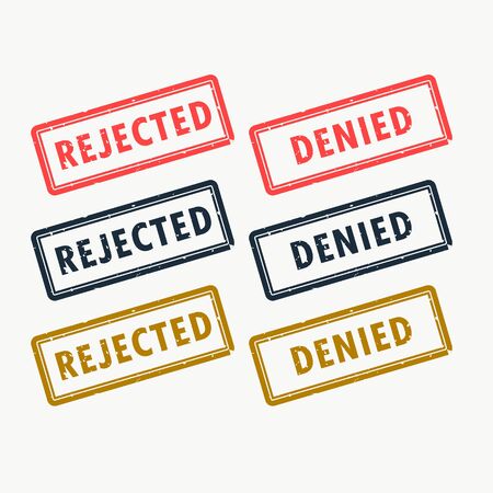 rejected and denied rubber stamps set in different colorsのイラスト素材