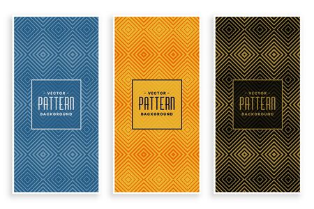 geometric diamond shape lines abstract pattern banners setのイラスト素材