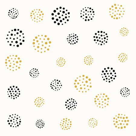 elegant dots circle pattern in black and gold colorsのイラスト素材
