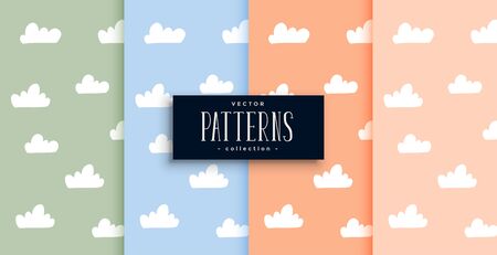 cute clouds pattern set in pastel colorsのイラスト素材