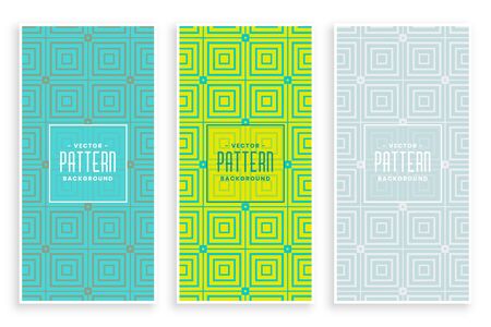 geometric square style line pattern banner design setのイラスト素材