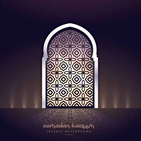 mosque door with lights and pattern shapeのイラスト素材