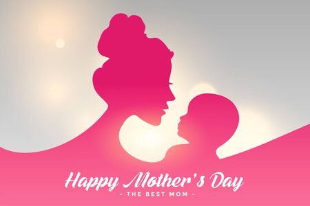 happy mothers day card with mom and child relation backgroundのイラスト素材