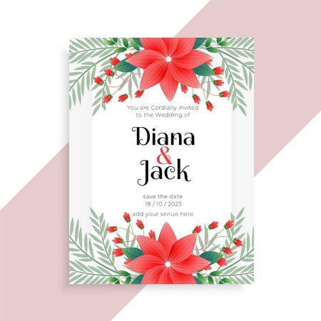 wedding floral card template designのイラスト素材