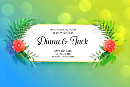 lovely wedding card with flower decorationのイラスト素材