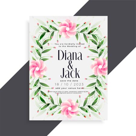 beautiful wedding invitation pink flower card designのイラスト素材