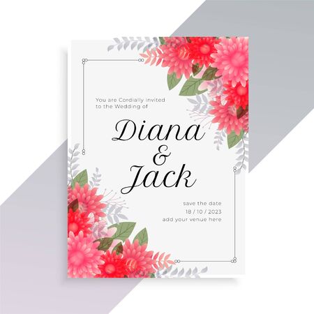 wedding invitation template with beautiful floral artのイラスト素材