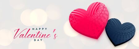 valentines day banner with two beautiful heartsのイラスト素材