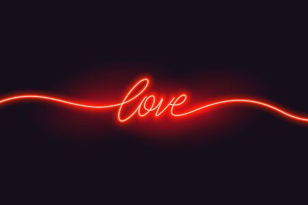 love text written in red neon style designのイラスト素材