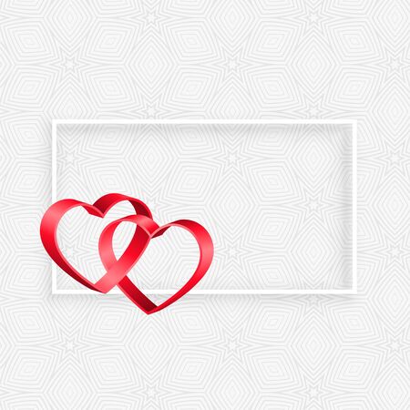 3d ribbon hearts frame with text spaceのイラスト素材