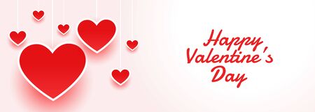 happy valentines day atractive banner with heartsのイラスト素材
