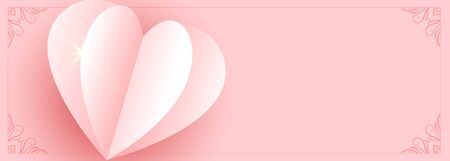 beautiful origami paper pink heart banner designのイラスト素材