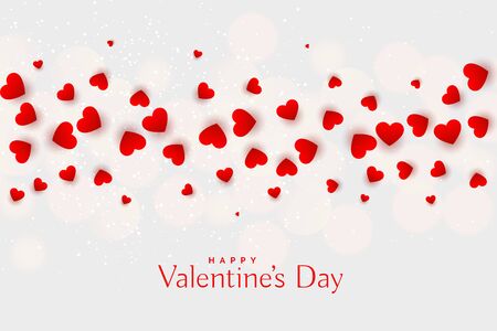 flying hearts on white bokeh backgroundのイラスト素材