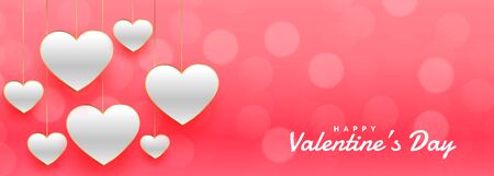 awesome valentines day pink bokeh banner designのイラスト素材