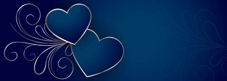 stylish blue valentines day hearts banner designのイラスト素材