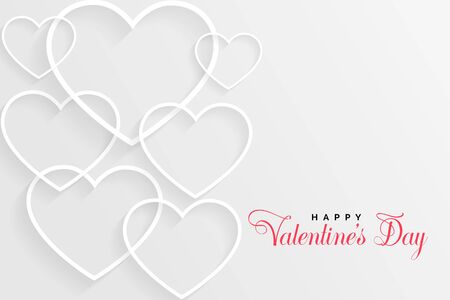 white valentines day card with line heartsのイラスト素材