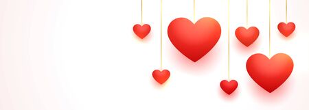 lovely hanging red love hearts with text spaceのイラスト素材