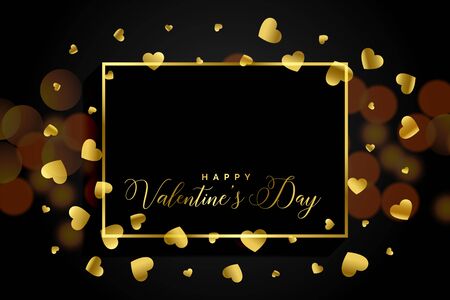 golden hearts frame with text space for valentines dayのイラスト素材
