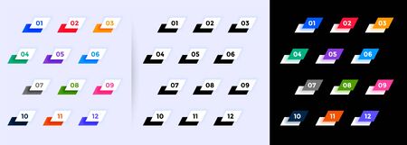 modern geometric bullet points numbers from one to twelveのイラスト素材