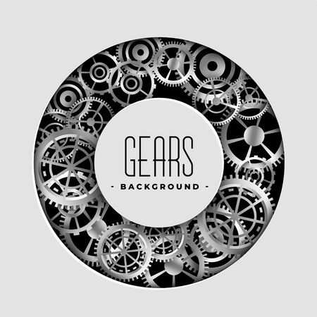 realistic metallic gears circular frame background designのイラスト素材
