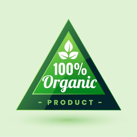 100% certified organic product green label or sticker designのイラスト素材